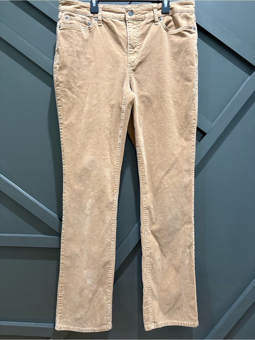 Lauren Ralph Lauren Tan Corduroy Pants Women’s Size 12 Stretch Straight Leg - Picture 2 of 8